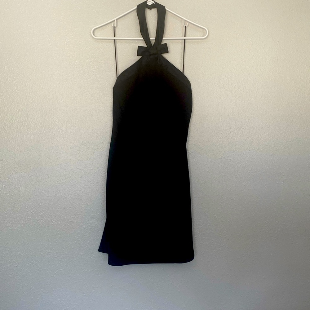 Black halter mini dress